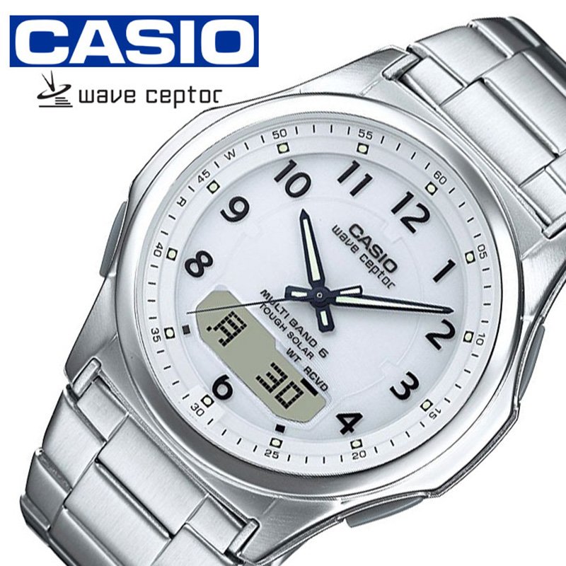 カシオ ウェーブセプター ソーラー 電波 時計 CASIO WAVE CEPTOR 腕時計 メンズ ホワイト WVA-M630D-7AJF ブランド 正規品 カレンダー アラーム アナデジ ファッション ビジネス フォーマル カ…