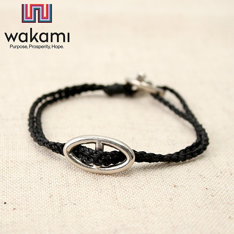 ワカミ ブレスレット wakami メンズ レディース single ancor bracelet シンプル ブラック WA20026 人気 おすすめ ファッション アクセサリー 男性 女性 おしゃれ 古着 シンプル 大人 ハンドメイド アウトドア キャンプ フェス プレゼント 誕生日