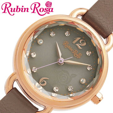ルビンローザ ソーラー 腕時計 Rubin Rosa 時計 レディース ブラウン R019SOLPGY 人気 ブランド おすすめ おしゃれ ブラウン 革ベルト 大人 かわいい かわいい ビジネス オフィス シンプル ちいさめ 丸型 スワロフスキークリスタル ソーラー プレゼント ファッション ギフト