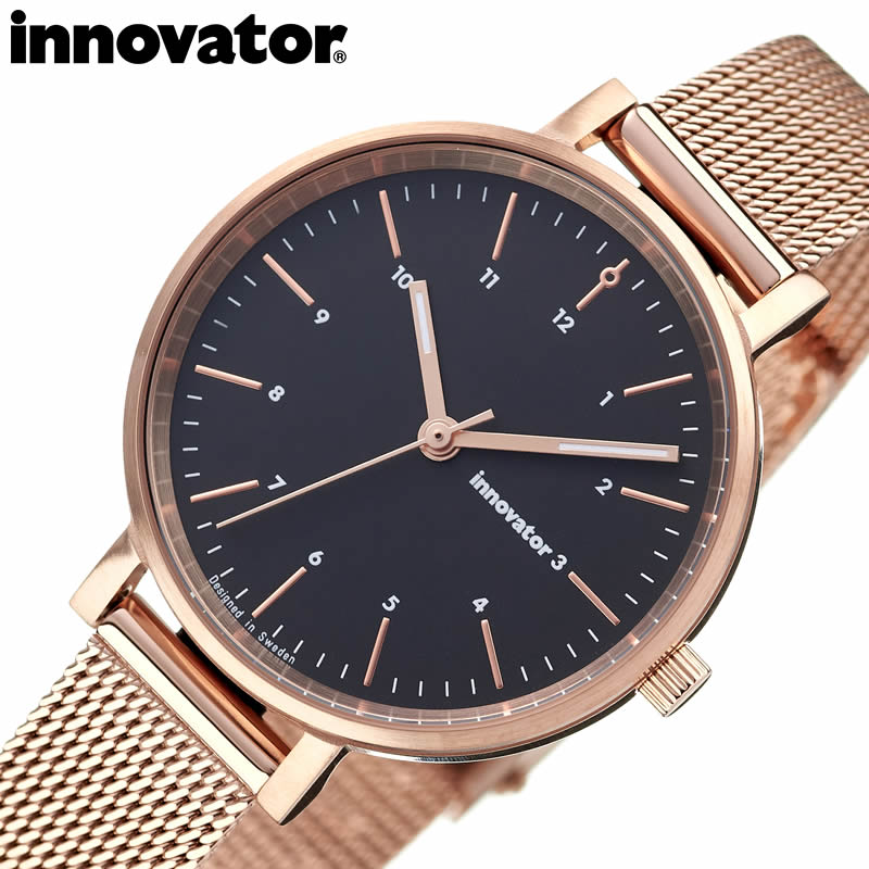 イノベーター 腕時計 エンケル innovator ENKEL レディース シンプル 革 レザー 北欧 ブラック ピンクゴールド 時計 日本製クォーツ 32mm...