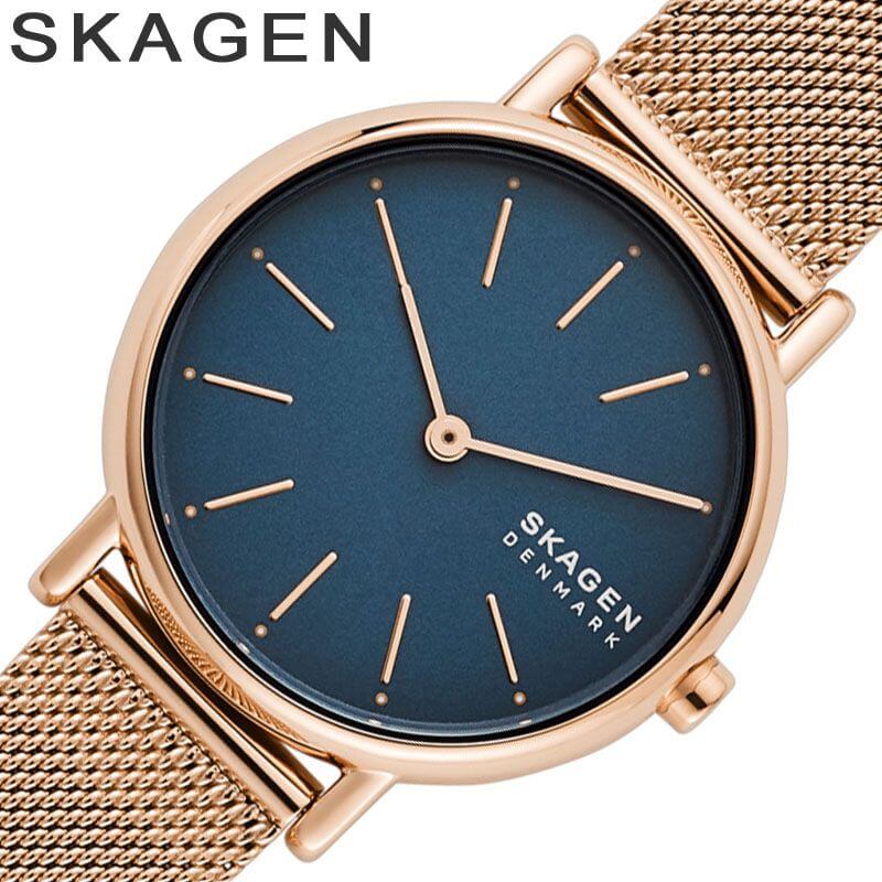 スカーゲン [ギフトに最適 ショッパー付属] スカーゲン時計 スカーゲン 腕時計 シグネチャー SKAGEN SIGNATUR レディース スカーゲン腕時計 ブルー ローズゴールド 時計 SKW2837 北欧 シンプル 薄型 話題 人気 おすすめ おしゃれ ブランド 母の日 プレゼント ギフト 観光 遠足 旅行