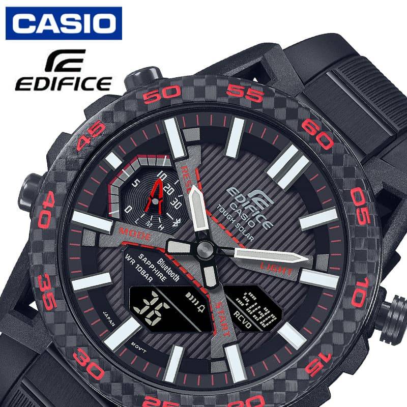 エディフィス カシオ 腕時計 エディフィス ソスペンシオーネ CASIO EDIFICE SOSPENSIONE メンズ ストライプ ブラック 時計 電波ソーラー レーシング レース デジアナ ECB-2000YPB-1AJF 人気 おすすめ おしゃれ ブランド プレゼント ギフト 防水 頑丈 アウトドア キャンプ フェス 夏フェス