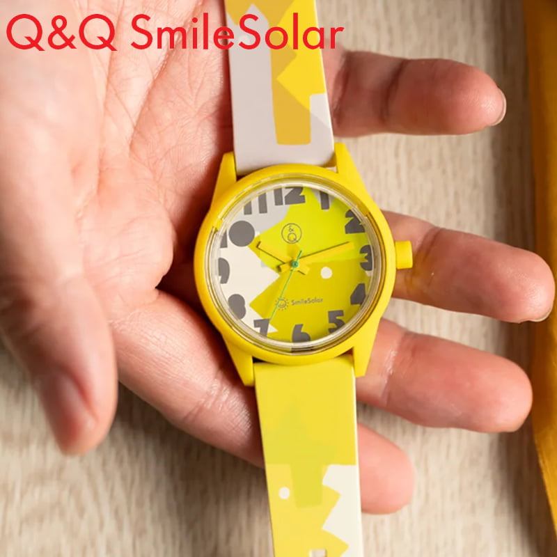 シチズン 腕時計 Q&Q 時計 イエロー CITIZEN 軽い ソーラー 防水 Q&Q スマイルソーラー Smile Solar テキスタイル デザイナー 軽め...