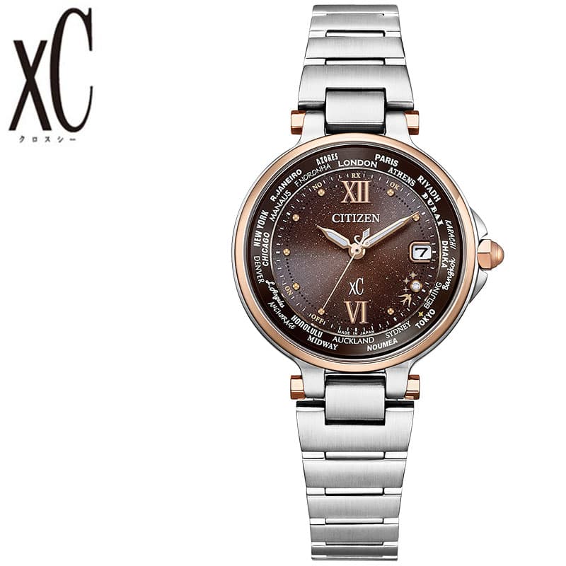 シチズン 腕時計 クロスシー CITIZEN 時計 xC レディース ブラウン ソーラー 限定ペアモデル basic collection Happy Flight ES1011-71W EC1011-71W 華奢 小ぶり 小さめ 彼女 ビジネス オフィス シンプル 贈り物 人気 おすすめ おしゃれ ブランド プレゼント
