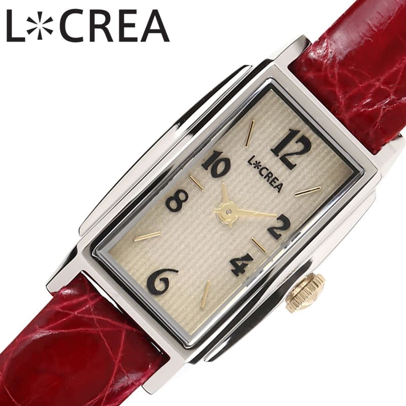 ルクレア 腕時計 レクタングル LCREA RECTANGLE レディース シルバー レッド 時計 ソーラー ビジネス 女性 ソーラー 電池交換不要 日本製 可...