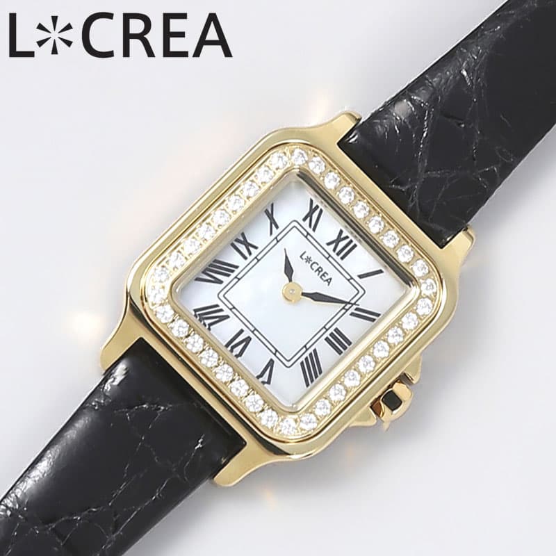 Other - ルクレア 腕時計 キャレ キュービックジルコニア LCREA CARRE de CZ レディース ゴールド ブラック 時計 ソーラー カレ ビジネス 女性 ソーラー 電池交換不要 日本製 可愛い かわいい カワイイ ファッション LC2301-GPCBK 人気 おすすめ おしゃれ ブランド