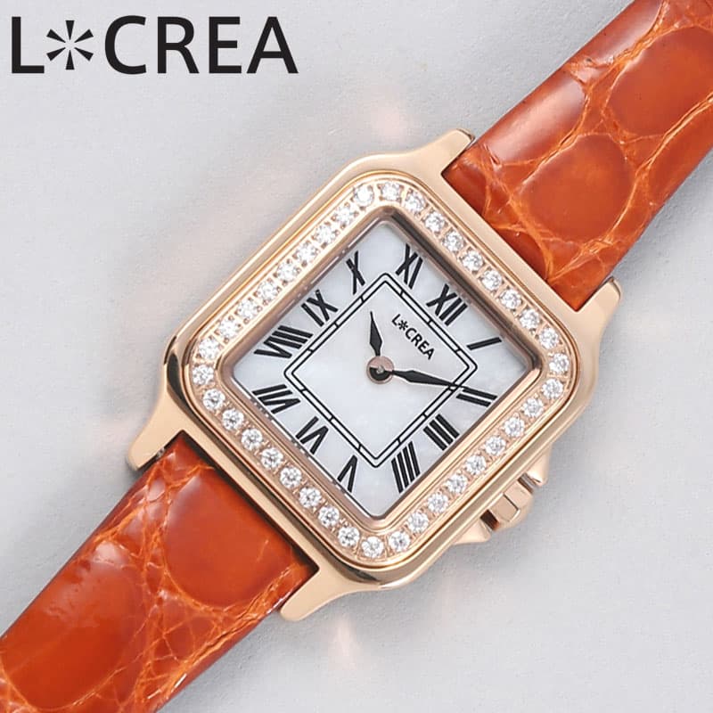 ルクレア 腕時計 キャレ キュービックジルコニア LCREA CARRE de CZ レディース ピンクゴールド オレンジ 時計 ソーラー カレ ビジネス 女性 ソーラー 電池交換不要 日本製 可愛い かわいい カワイイ LC2301-PGCOB 人気 おすすめ おしゃれ ブランド プレゼント
