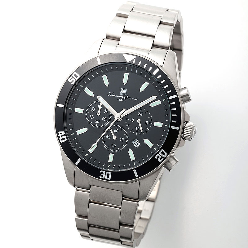 【通常価格→65%OFF半額】サルバトーレマーラ 腕時計 チタン SalvatoreMarra メンズ ブラック シルバー 時計 SM24104-GYBK 人気 おすすめ おしゃれ ブランド プレゼント ギフト【正規品】