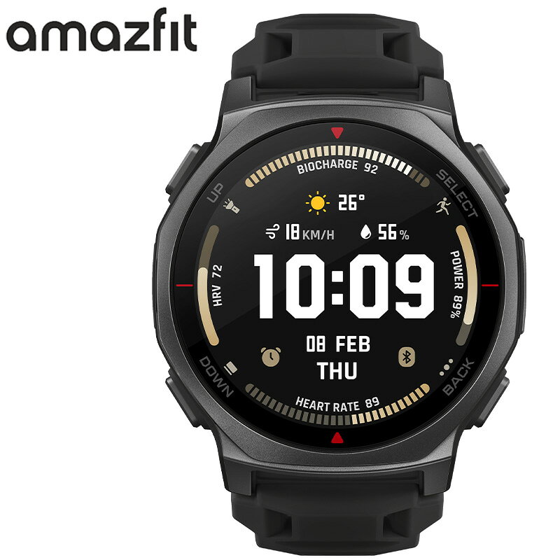 Rakuten - アマズフィット 腕時計 AMAZFIT スマートウォッチ ティーレックスプロ T-REX3 PRO メンズ ブラック シリコン ベルト SP170079-C239 シンプル カジュアル アウトドア ランニング スポーツ 防水 睡眠 健康管理 実用性 人気 おすすめ おしゃれ ブランド プレゼント ギフト