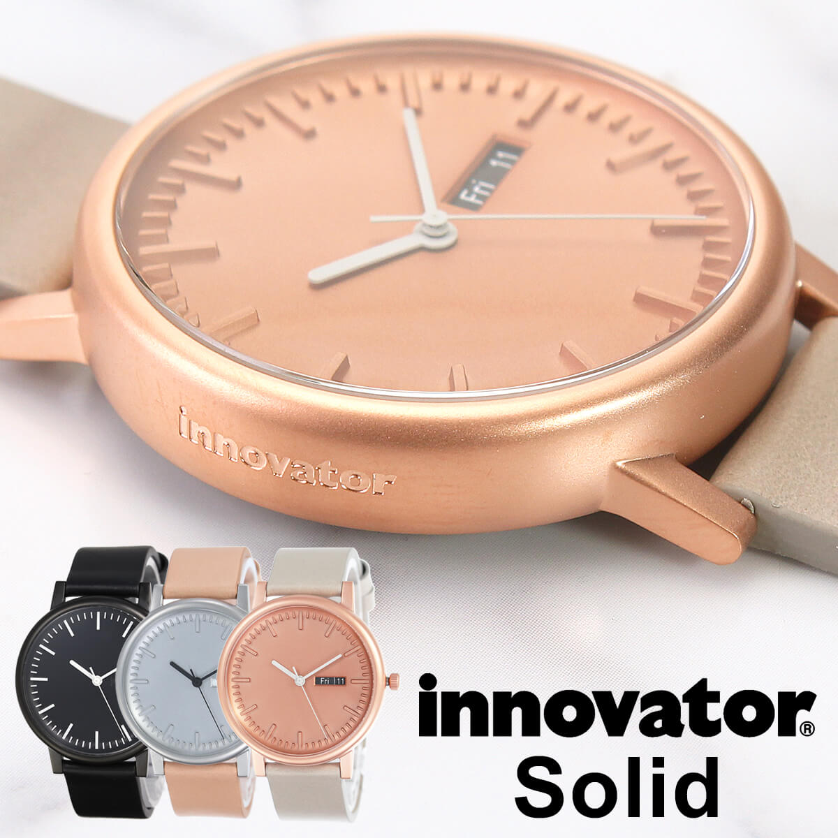 楽天腕時計を探すならウォッチラボイノベーター 時計 ソリード 40mm innovator 腕時計 Solid メンズ レディース 正規品 北欧 人気 シンプル ミニマル デザイナーズ インテリア デザイン ペア ウォッチ ビジネス スーツ 仕事 就活 丸型 レザー ベルト ブラック シルバー ブルー 新社会人 プレゼント ギフト