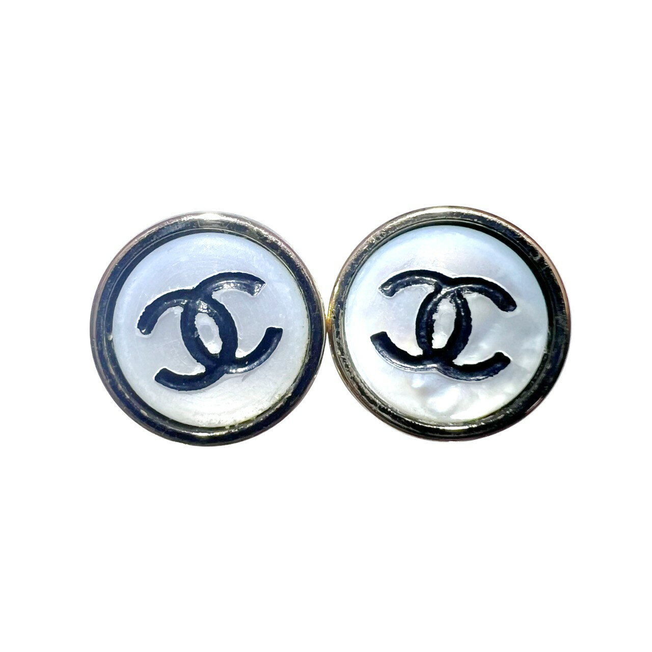 【楽天スーパーSALE】CHANEL シャネル ココマーク シェル スタッド ピアス 98P 1998年製 コスチュームジュエリー アクセサリー ゴールド シェルブルー ヴィンテージ アンティーク Bランク 鑑定済 中古 シャネルピアス