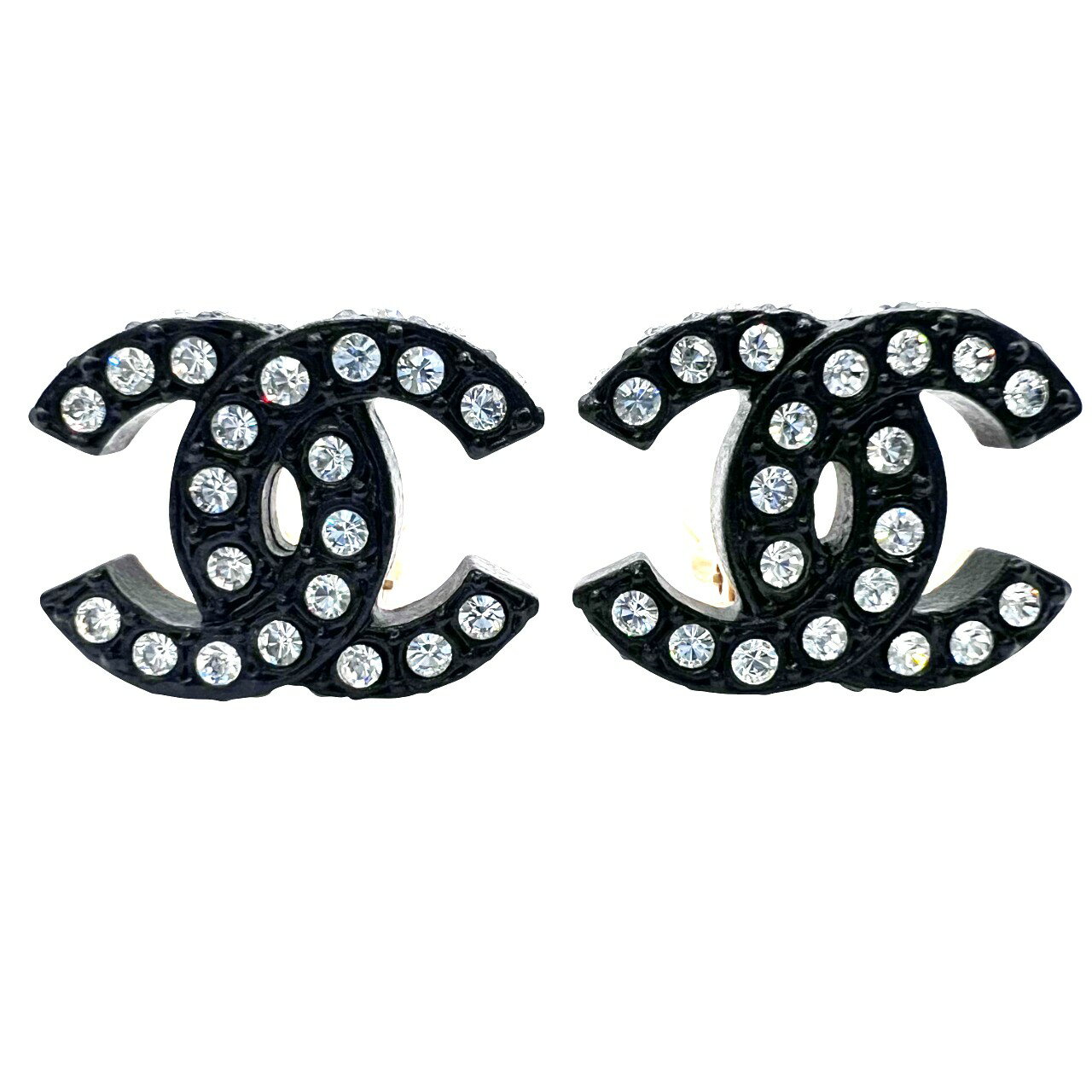 【3/10価格改定】CHANEL 極美品 シャネル ココマーク ラインストーン ブラック イヤリング A19722 02A 2002年製 コスチュームジュエリー...