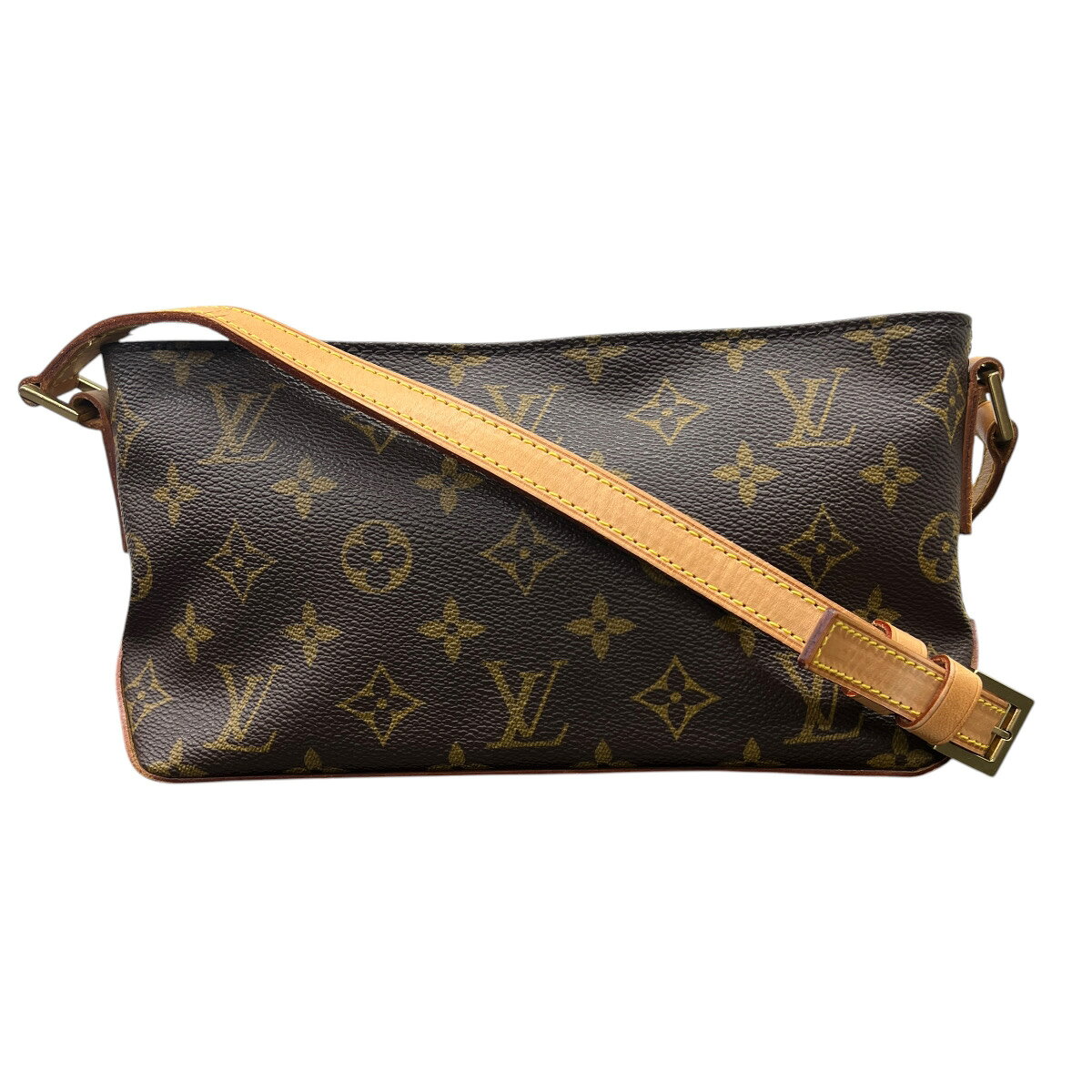 LOUIS VUITTON 美品 ルイヴィトン トロター モノグラム ショルダーバッグ M51240 PVC ヌメ革 レザー AR0081 ブラウン クロスボディ ポシェット ミニバッグ ヴィンテージ LV ヴィトン ABランク 中古 鑑定済 ヴィトンバッグ LOUIS VUITTON（ルイ・ヴィトン） 並行輸入 ショルダーバッグ