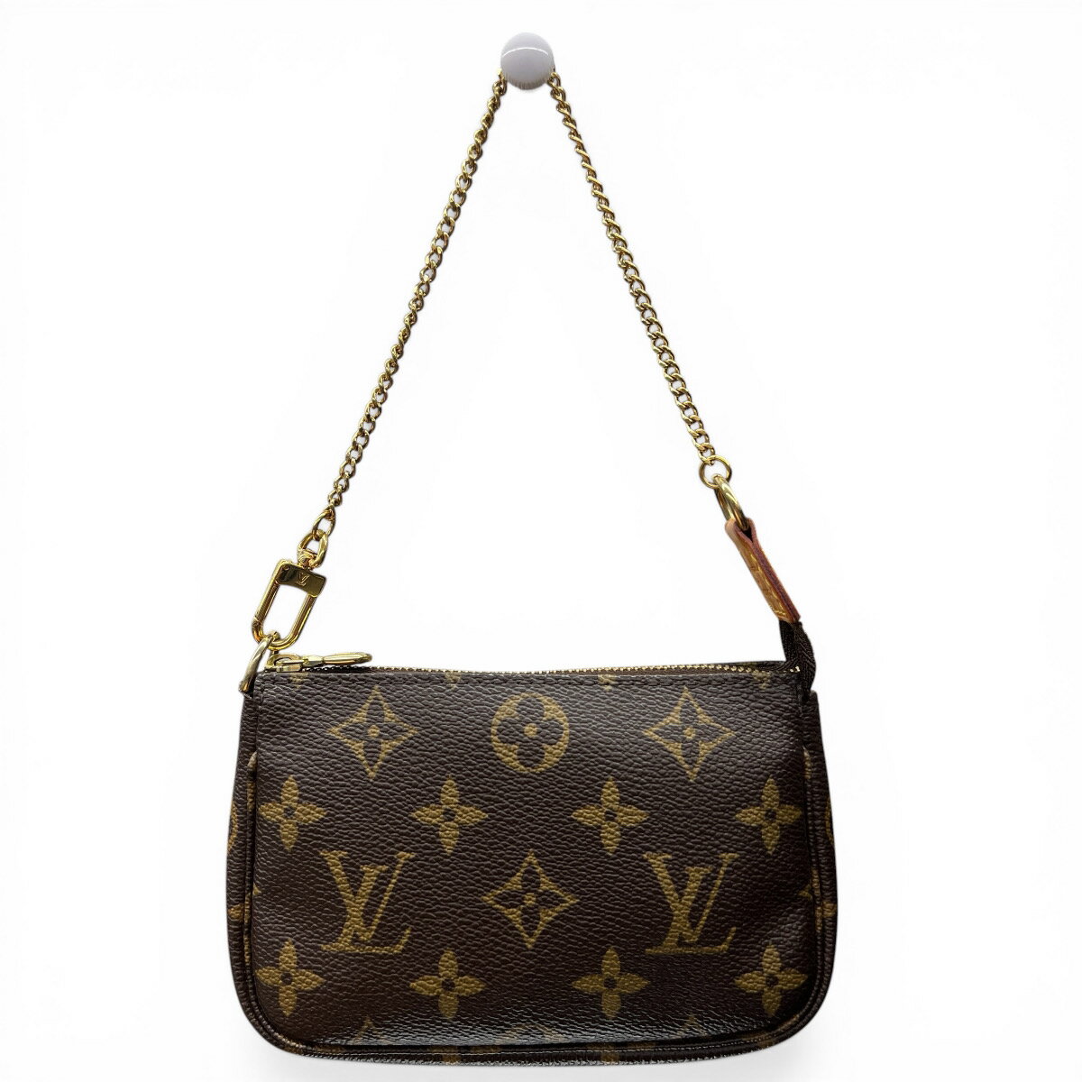 樂天商城 - LOUIS VUITTON 美品 ルイヴィトン ミニ ポシェット アクセソワール モノグラム ハンドバッグ M58009 PVC ヌメ革 レザー DU3190 ブラウン アクセサリーポーチ ポシェット チェーンバッグ LV ヴィトン ABランク 中古 鑑定済 ヴィトンバッグ