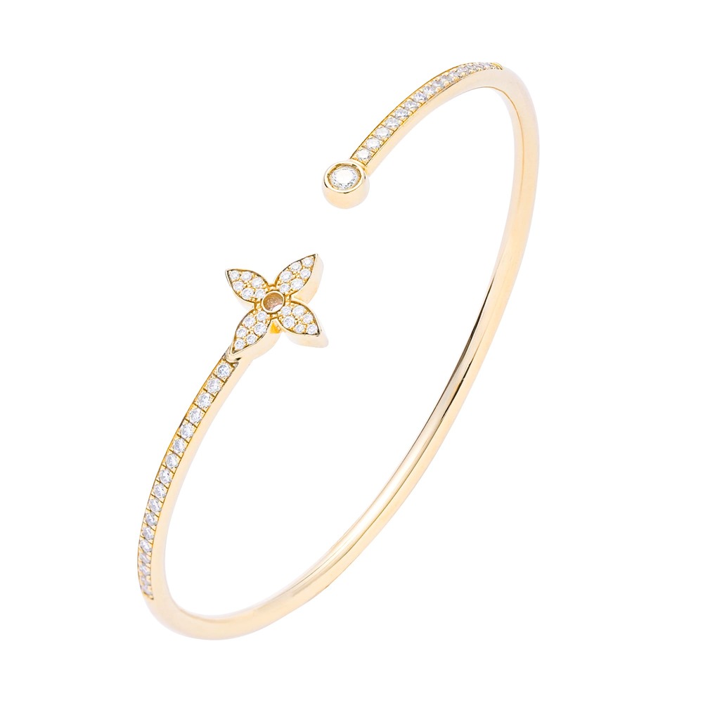 樂天商城 - LOUIS VUITTON 美品 ルイヴィトン ブレスレット ツイストブロッサム Q95690 K18PG ダイヤ 計0.38Ct バングル ブラスレ ピンクゴールド サイズS 15表記 ABランク ヴィトン LV 中古 鑑定済【定価￥1,265,000】