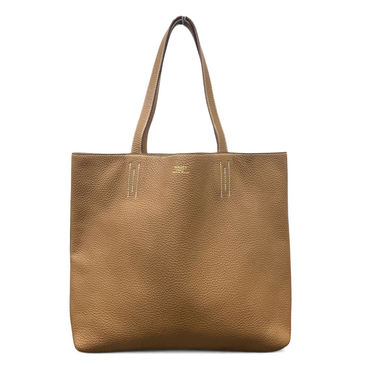 樂天商城 - HERMES 美品 エルメス ドゥブルセンス 45 トートバッグ トリヨンクレマンス アルザン カバックキャメル □P刻印 2012年製造 レザー ブラウン ベージュ リバーシブル ハンドバッグ ドゥブルサンス ABランク 中古 鑑定済 エルメスバッグ
