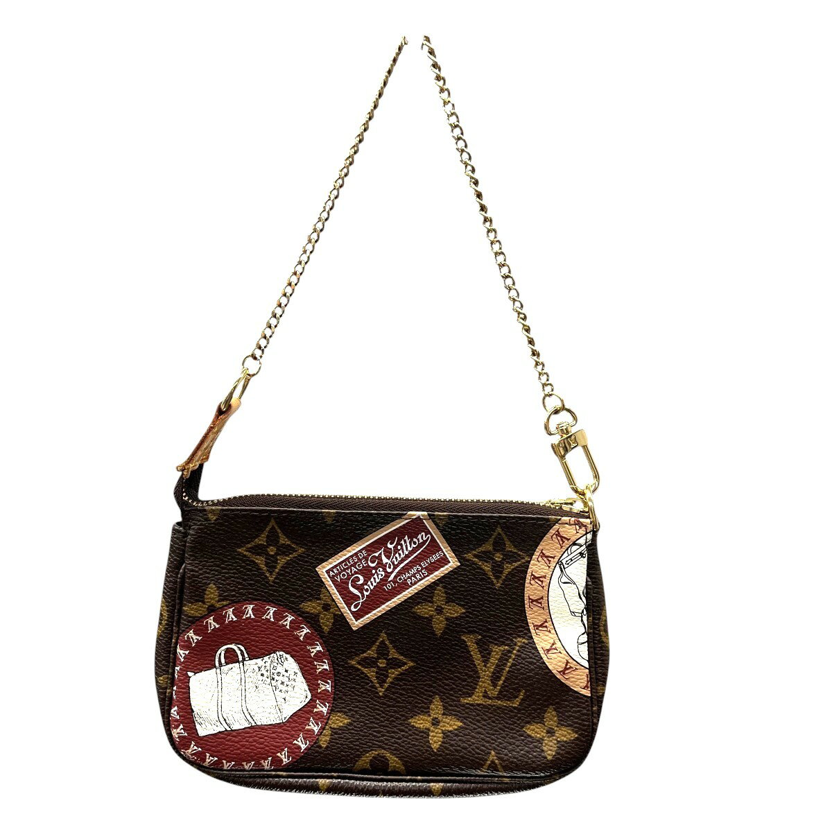 樂天商城 - LOUIS VUITTON 極美品 ルイヴィトン ミニ ポシェット アクセソワール モノグラムパッチ ハンドバッグ M95804 PVC ヌメ革 レザー FL1039 ブラウン アクセサリーポーチ チェーンバッグ LV ヴィトン Aランク 中古 鑑定済 ヴィトンバッグ