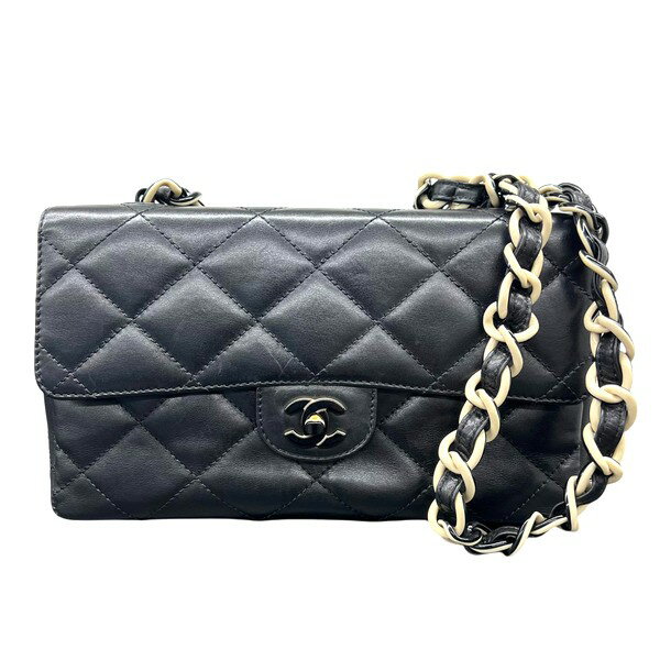 樂天商城 - CHANEL 希少 美品 シャネル マトラッセ チェーンショルダーバッグ A15269 ラムスキン 6番台シリアル レザー プラスチック ブラック バイカラーチェーン シングルフラップ ヴィンテージ ココマーク ABランク 中古 鑑定済 シャネルバッグ
