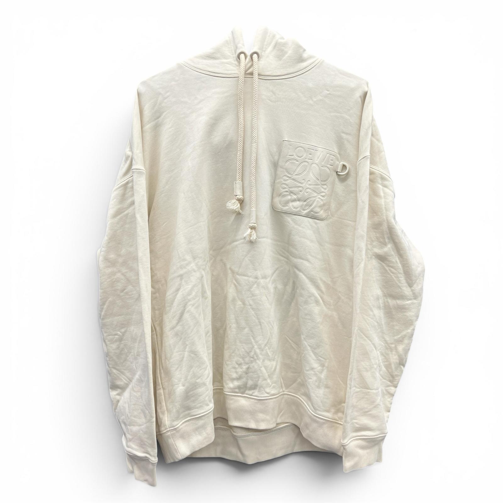 Rakuten - LOEWE 極美品 ロエベ ANAGRAM PATCH POCKET HOODIE アナグラム パッチ ポケット フーディ #M H526Y25X23 パーカー コットン レザー アイボリー Aランク 中古 鑑定済 ロエベパーカー