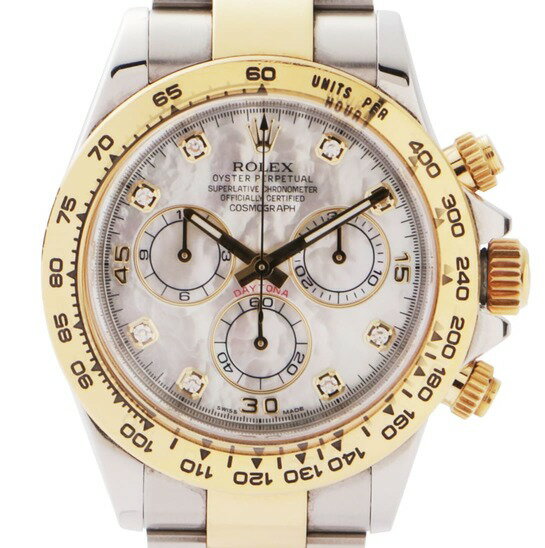 【楽天スーパーSALE】ROLEX ロレックス コスモグラフ デイトナ 116503NG ホワイトシェル 8Pダイヤ K18YG SS コンビ ロレゾール クロノグラフ 自動巻き 2016年12月保証書/ギャランティカード・純正Box完備 腕時計 メンズ Bランク 中古 鑑定済 ロレックスデイトナ