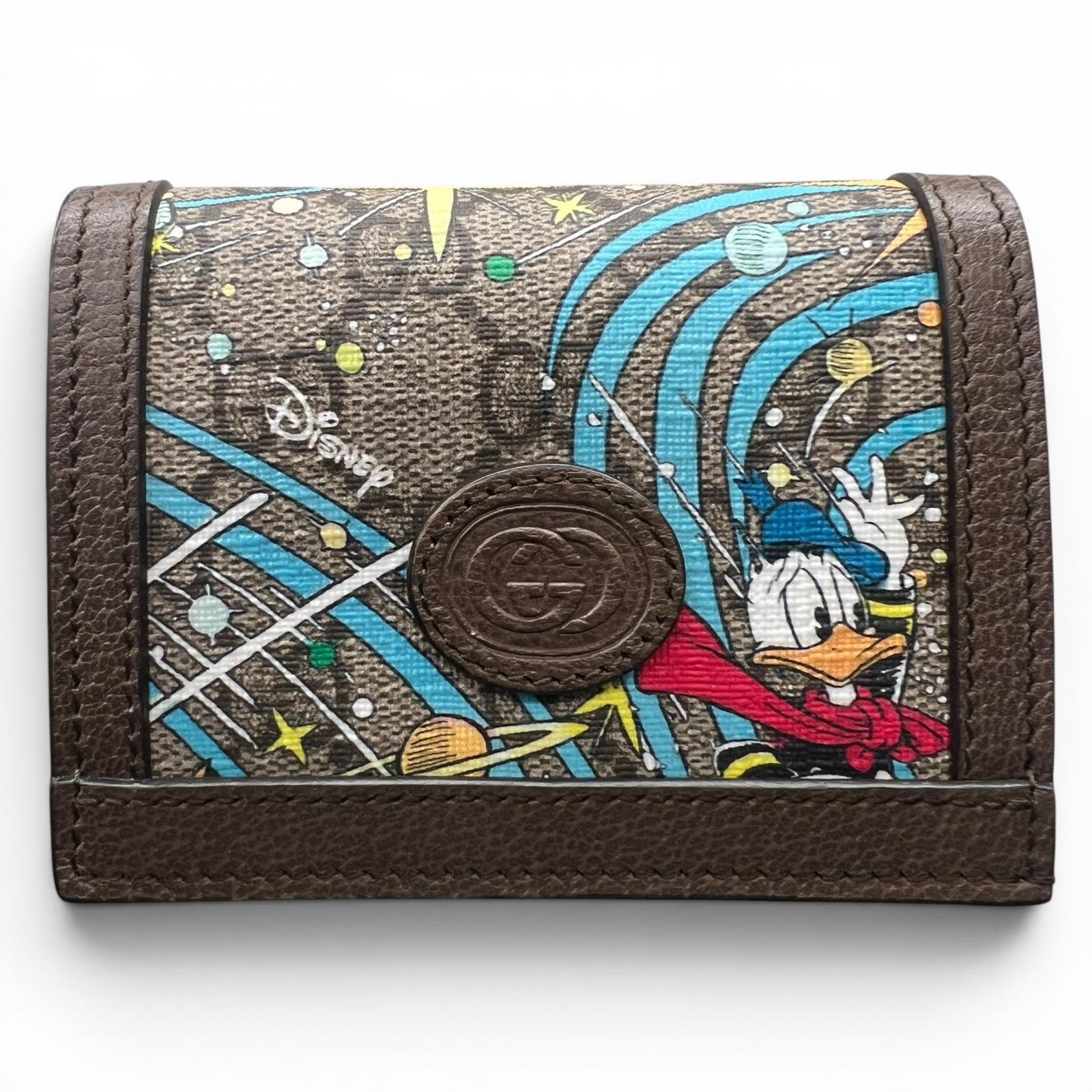 【楽天スーパーSALE】GUCCI 希少 展示品級 美品 グッチ GGスプリーム ドナルドダック ミニウォレット 二つ折り財布 648121 PVC レザー ベージュ コンパクトウォレット ディズニー GGプラス 美品 SAランク 中古 鑑定済