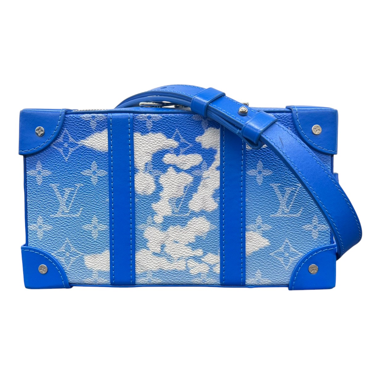 樂天商城 - LOUIS VUITTON 極美品 ルイヴィトン 20AW ソフトトランク ウォレット モノグラムクラウズ ショルダーバッグ M45432 RFID確認済 PVC レザー ブルー クロスボディ Aランク 鑑定済 中古