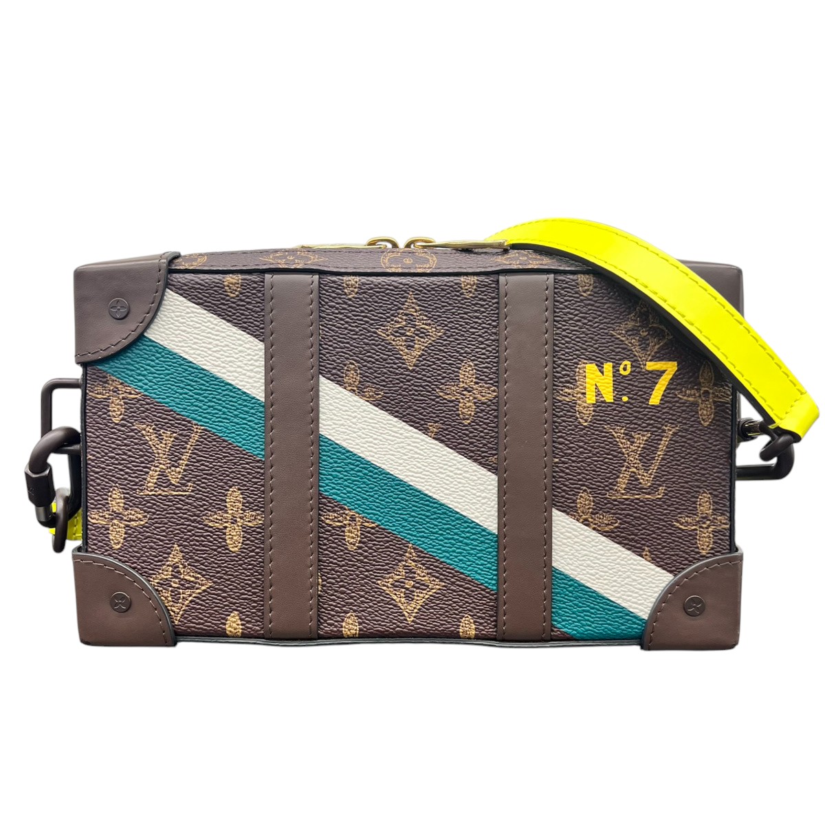 乐天商城 - LOUIS VUITTON 希少 極美品 ルイヴィトン No.7 ソフトトランク ウォレット モノグラム ショルダーバッグ M81246 RFID確認済 PVC レザー ブラウン イエロー クロスボディ Aランク 鑑定済 中古