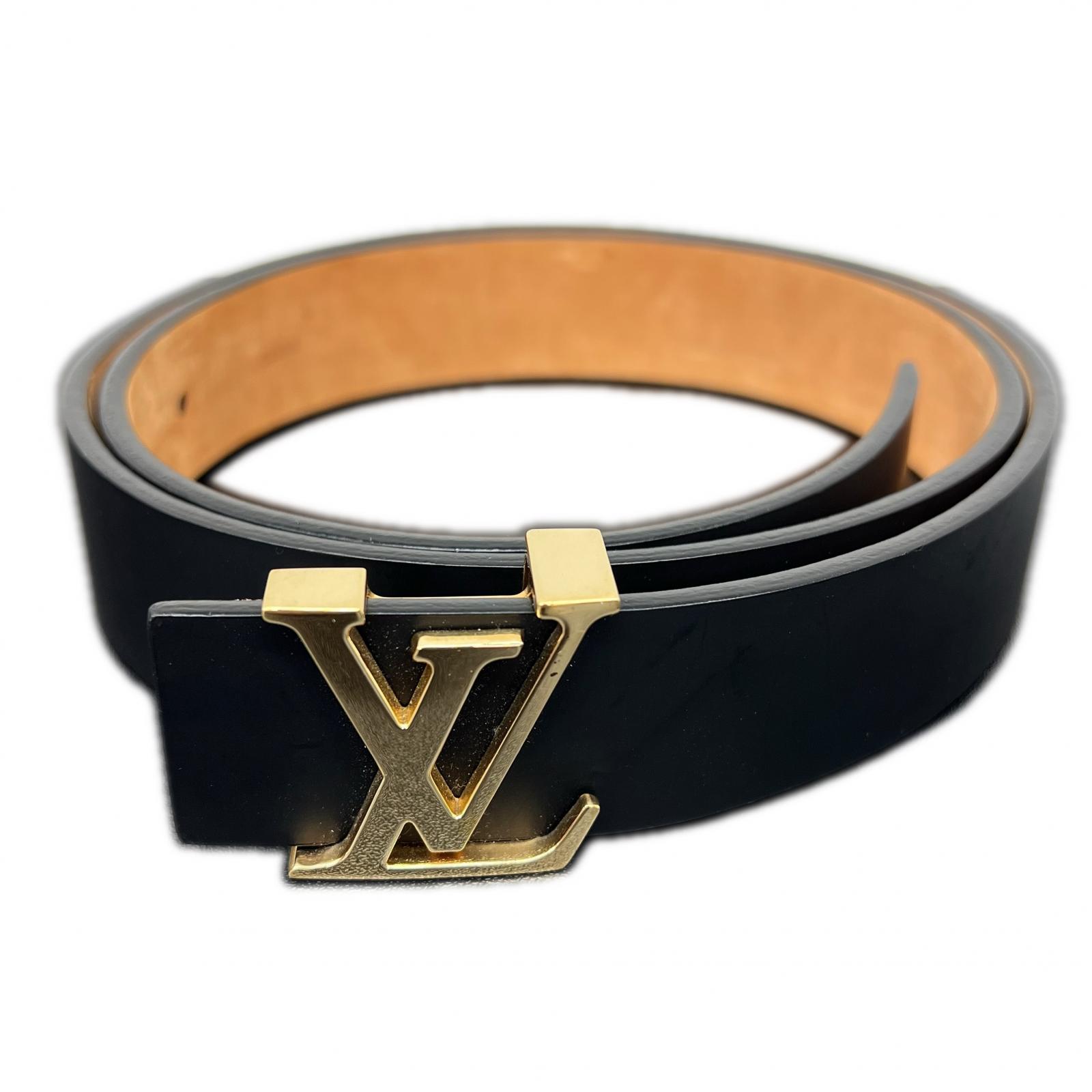 【楽天スーパーSALE】LOUIS VUITTON 美品 ルイヴィトン サンチュール イニシャル M6901V レザー ブラック ゴールド CA0018 #85/34 LV ヴィトン ABランク 中古 鑑定済 ヴィトンベルト