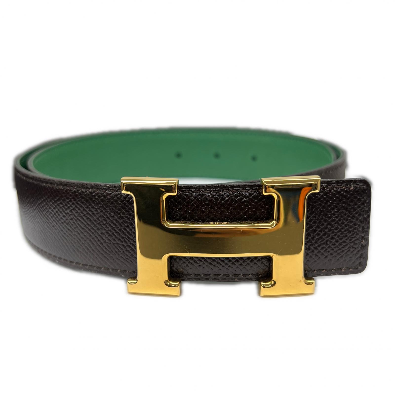 Rakuten - HERMES 希少カラー 極美品 エルメス コンスタンス Hベルト リバーシブル 〇Z刻印 1996年 グリーン ブラウン ゴールド金具 #75 箱付属 プレゼント ギフト Aランク 中古 鑑定済 エルメスベルト