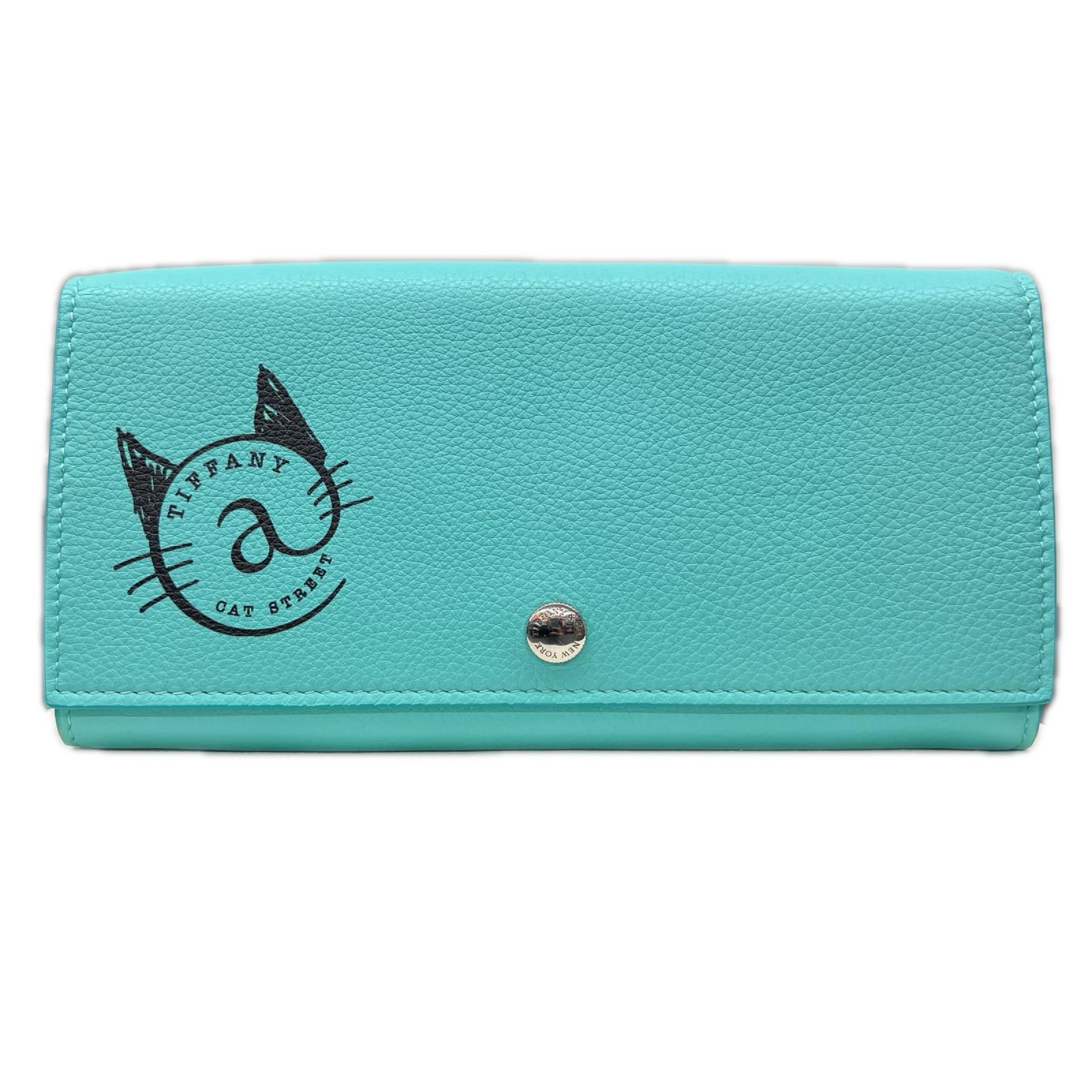 【楽天スーパーSALE】TIFFANY 希少 展示品級美品 ティファニー キャットストリート コンチネンタル フラップウォレット 二つ折り長財布 レザー ティファニーブルー ロング SAランク 中古 鑑定済 ティファニー財布