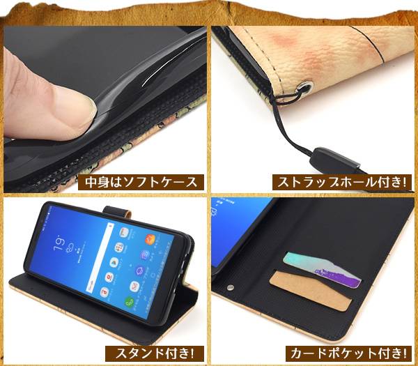 スマホケース手帳型 Galaxy Feel2 SC-02L ケース ギャラクシー フィール2 スマホケース 手帳型ケース スマホカバー 手帳ケース docomo ドコモ サムスン 地図柄 人気 おしゃれ 携帯ケース 磁石 画面保護 横開き 大人 カード入れ カード収納 オススメ SC02L - 2