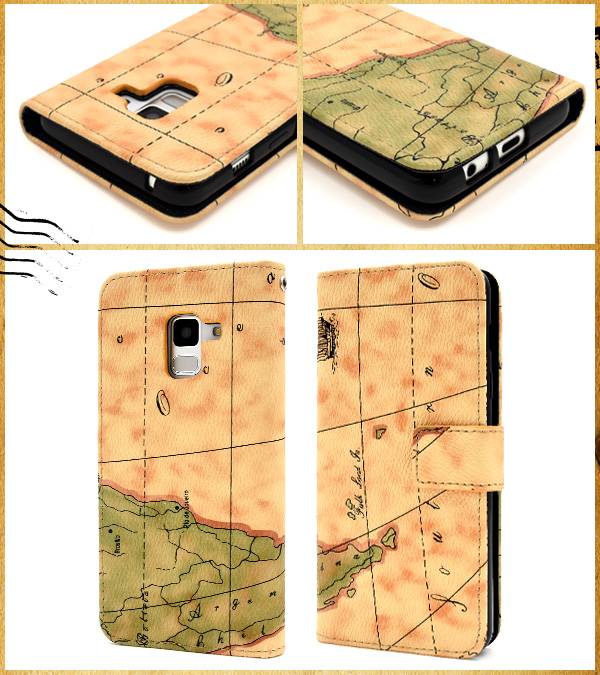 スマホケース手帳型 Galaxy Feel2 SC-02L ケース ギャラクシー フィール2 スマホケース 手帳型ケース スマホカバー 手帳ケース docomo ドコモ サムスン 地図柄 人気 おしゃれ 携帯ケース 磁石 画面保護 横開き 大人 カード入れ カード収納 オススメ SC02L - 3
