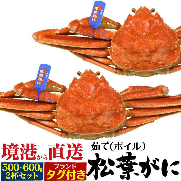 ブランドタグ付き 2杯セット カニ 茹で松葉ガニ 約500g～600g前後 2杯 ズワイガニ ボイル 釜茹で 2尾 A級 産地直送 マツバガニ 松葉蟹 松葉カニ 蟹 かに まつばがに ブランド蟹 山陰 島根県産 鳥取県産 境港 産直 日本海 姿 贈答用 国内水揚げ 贈り物 お歳暮 ギフト 通販