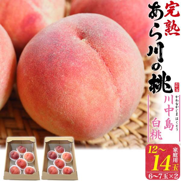 あら川の桃 川中島白桃 12～14玉セット（6～7玉入り×2) 約3.2kg 優品 訳あり 糖度13度以上 桃 もも モモ 贈答用 最上等級 荒川の桃 和歌山産 桃源郷 サイズ不揃い 特産品 旬の果物 お中元 御中元 贈り物 産地直送 国産 高級フルーツ くだもの 果物 夏ギフト ブランド品