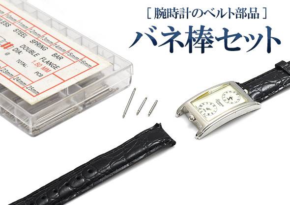 バネ棒セット 腕時計用ベルト交換に ケース用 各12P 18サイズ 8〜25mm ばね棒