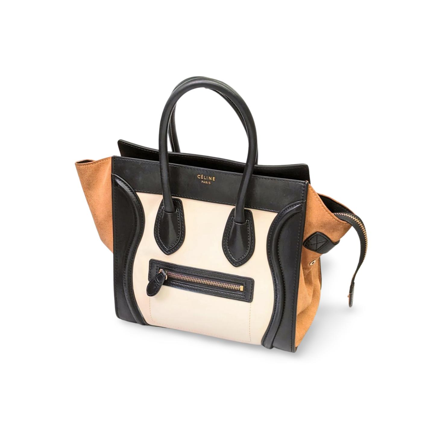 【中古】 CELINE セリーヌ トートバッグ ラゲージマイクロ レザー スウエード 155