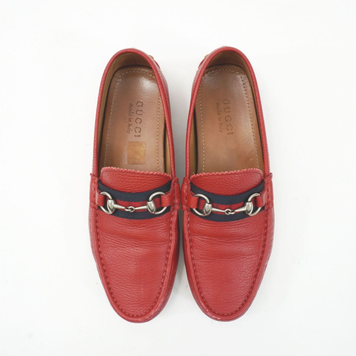 【中古】 GUCCI グッチ セット ドライビングシューズ　レッド　カーフ　ビットモチーフ　サイズ7（25.5cm） 942