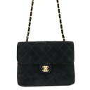 シャネル チェーンショルダーバッグ マトラッセ ココマーク シングルフラップ スエード CHANEL 黒 【安心保証】 【中古】 シャネル バッグ CHANEL BAG