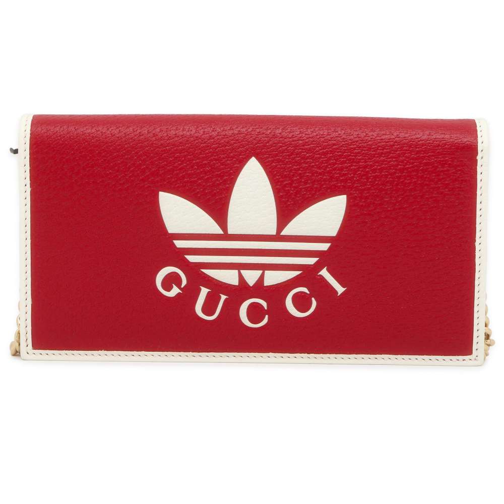 グッチ チェーンウォレット アディダス コラボ インターロッキングG トレフォイル プリント 621892 GUCCI 白 【中古】 グッチ 財布 グッチ GUCCI WALLET 中古