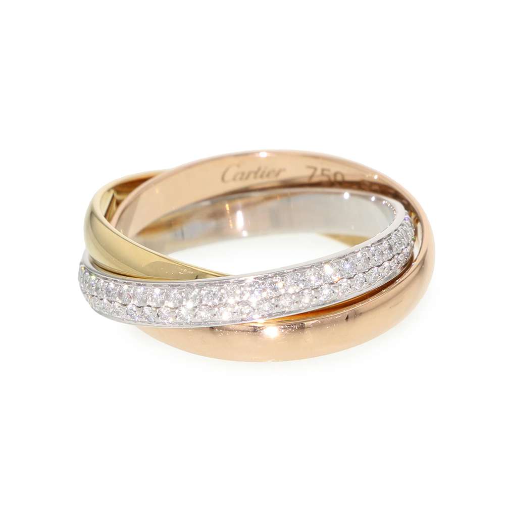 カルティエ リング トリニティSM リング セミパヴェ ダイヤモンド K18YG/K18WG/K18PG サイズ52 指輪 【安心保証】 【中古】 カルティエ トリニティ セミパヴェ ダイヤ Cartier イエローゴールド ホワイトゴールド ピンクゴールド 中古のサムネイル