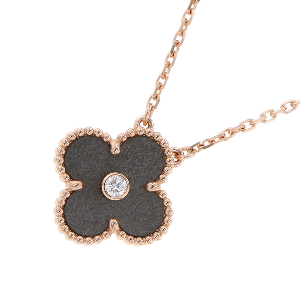 ヴァンクリーフ&アーペル ネックレス ヴィンテージ アルハンブラ シルバーオブシディアン ダイヤ 1P K18PG VCARP9T000 2023年ホリデー限定 【安心保証】 【中古】 ヴァンクリーフ&アーペル ヴィンテージアルハンブラ ダイヤモンド Van Cleef & Arpels 黒曜石 中古のサムネイル