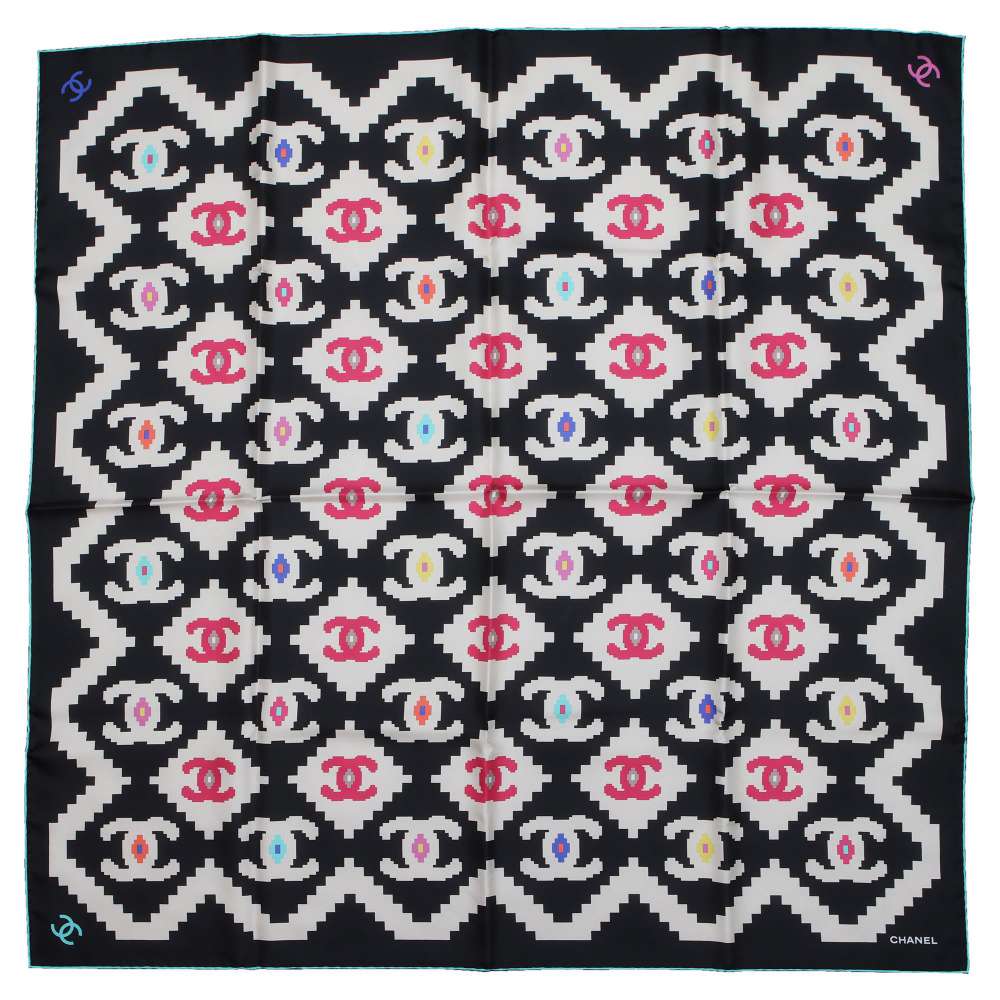 シャネル スカーフ ココマーク シルク CHANEL 黒 シャネル スカーフ シャネル レディース CHANEL SCARF
