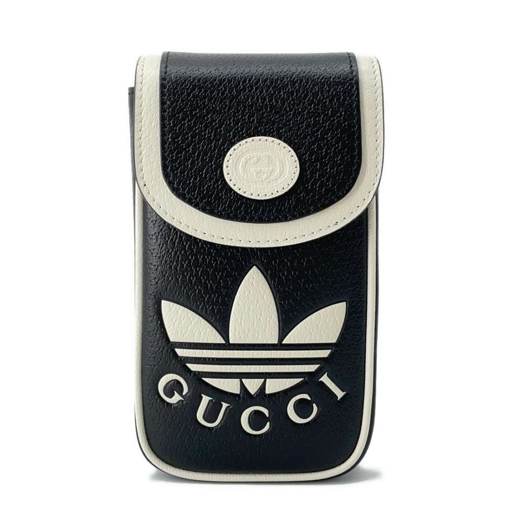 グッチ ショルダーバッグ アディダスコラボ GGロゴ ミニ ポーチ レザー 721794 GUCCI adidas　黒 白 【中古】 グッチ バッグ グッチ GUCCI BAG