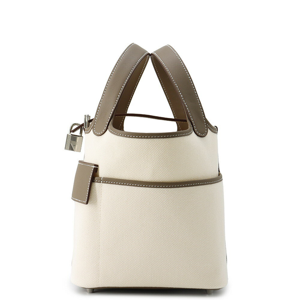 エルメス ハンドバッグ ピコタンロックPM カーゴ エクリュ/エトゥープ/シルバー金具 トワルゴエラン/スイフト W刻印 エルメス ピコタンロック ピコタン エルメス バッグ エルメス レディース HERMES Picotin Lock HERMES BAGのサムネイル