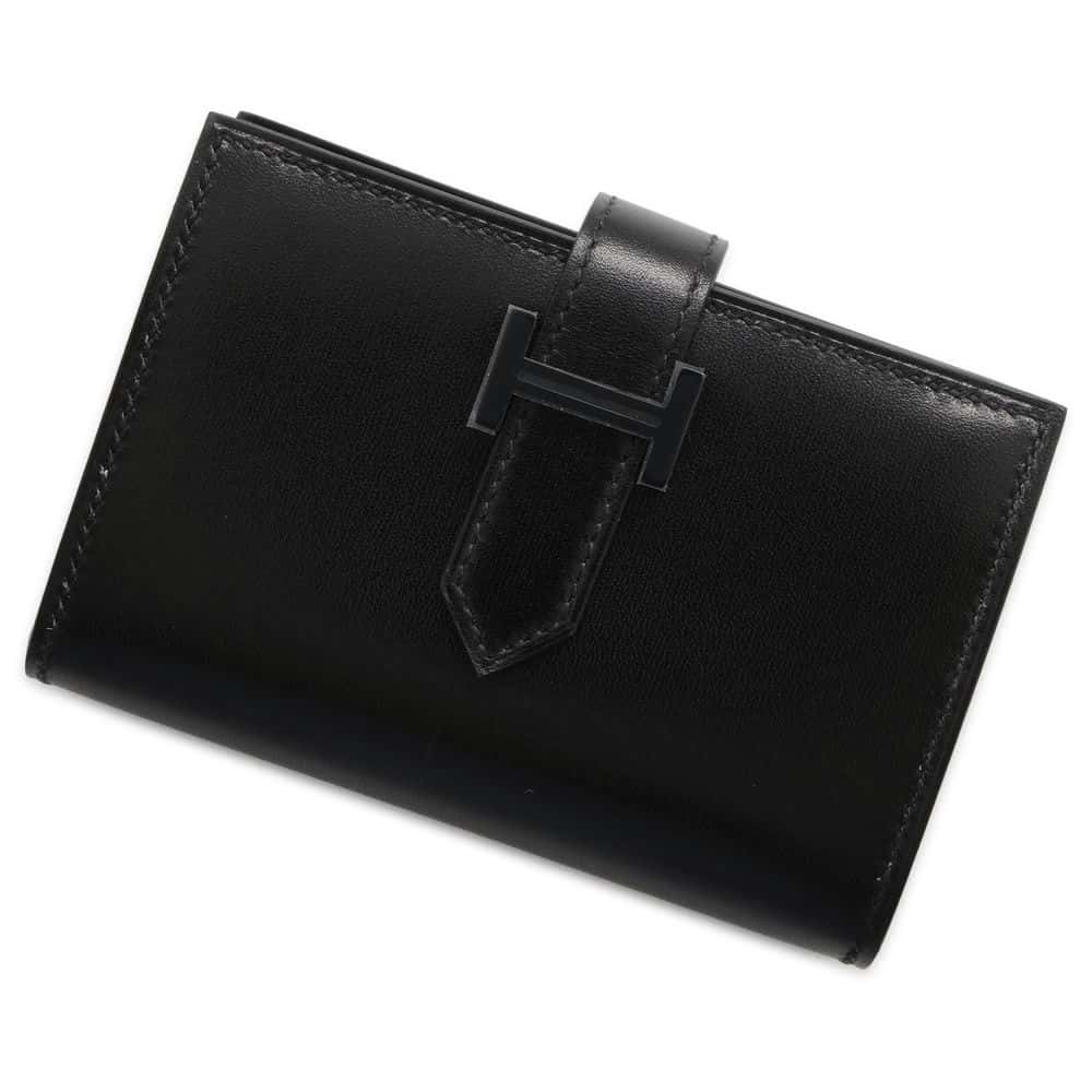 エルメス カードケース ベアン ミニ モノクローム ブラック/クローム金具 ヴォーエプソン B刻印印 財布 黒 エルメス カードケース エルメス HERMES WALLET 新品のサムネイル