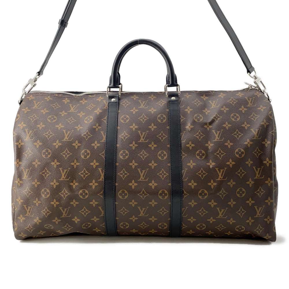 ルイヴィトン ボストンバッグ モノグラム・マカサー キーポル・バンドリエール55 M56714 LOUIS VUITTON 黒 ブラック 【安心保証】 【中古】 ルイ・ヴィトン モノグラム バッグ メンズ LOUIS VUITTON BAG 中古のサムネイル