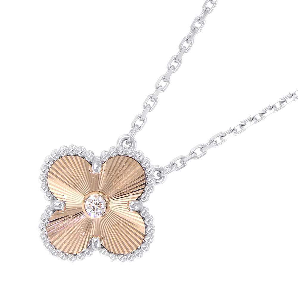 ヴァンクリ ネックレス ヴィンテージ アルハンブラ ギヨシェ ダイヤ 1P K18WG/K18PG VCARPNTH00 2024年ホリデー限定 【安心保証】 【中古】 ヴァンクリーフ&アーペル アルハンブラ ダイヤモンド ホワイトゴールド ピンクゴールド 中古のサムネイル