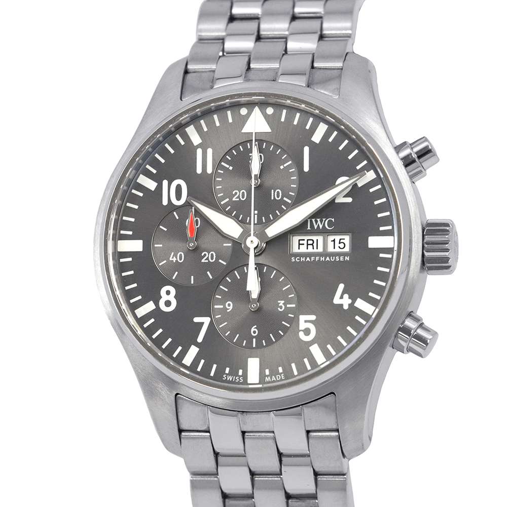 IWC パイロットウォッチ クロノグラフ スピットファイア IW377719 腕時計 グレー文字盤 【安心保証】 【中古】 IWC パイロットウォッチ IWC 中古