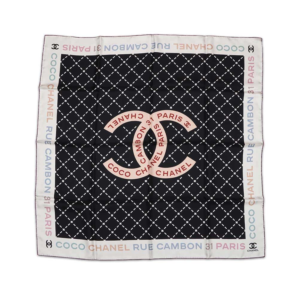 シャネル スカーフ ココマーク シルク CHANEL 黒 白 【中古】 シャネル スカーフ シャネル レディース CHANEL