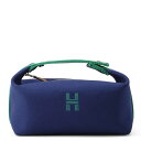エルメス ポーチ ブリッド・ア・ブラックPM ネイビー/グリーン/シルバー金具 キャンバス HERMES 【中古】 エルメス 小物入れ エルメス ポーチ HER...